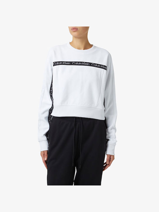 Calvin Klein Women's Cropped Fleece Sweatshirt White