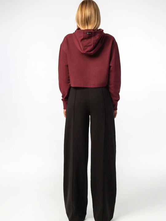Cropped Women's Sweatshirt Hooded Burgundy
