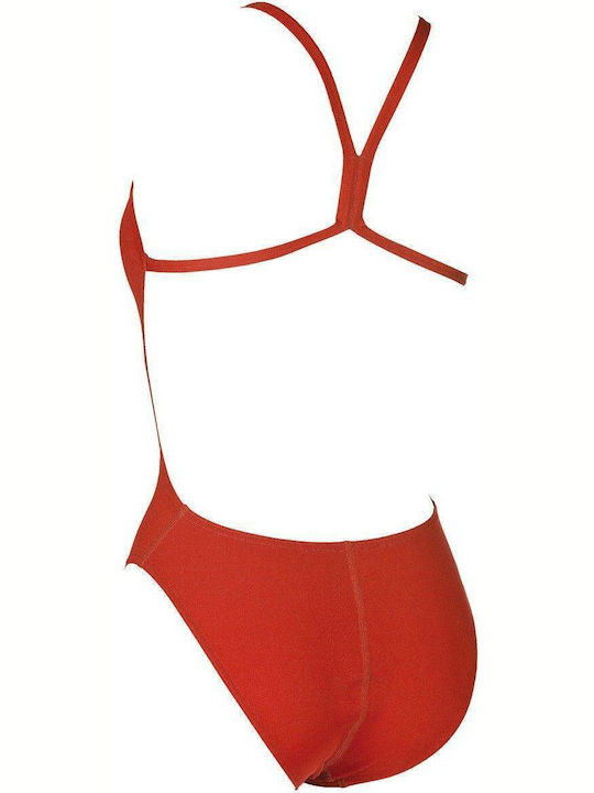 Solid Lightech High Athletic One-Piece Swimsuit Red