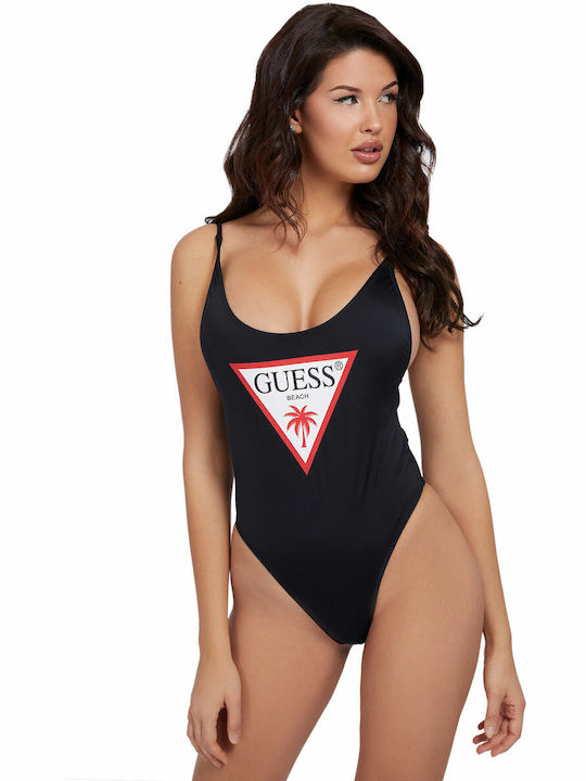 One-Piece Swimsuit with Open Back Black