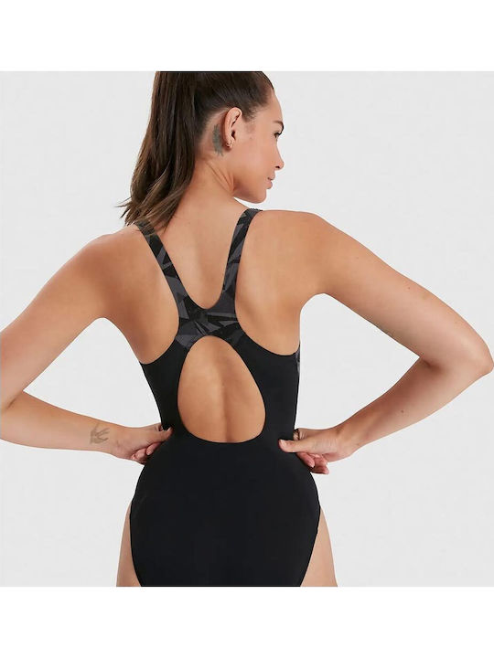 Hyperboom Splice Muscleback Athletic One-Piece Swimsuit Black