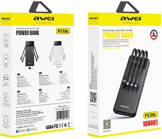 Awei P131K Power Bank 10000mAh με Θύρα USB-A Μαύρο