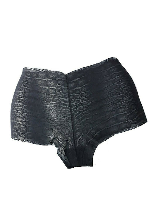 Ψηλόμεσο Γυναικείο Boxer χωρίς Ραφές με Δαντέλα Μαύρο
