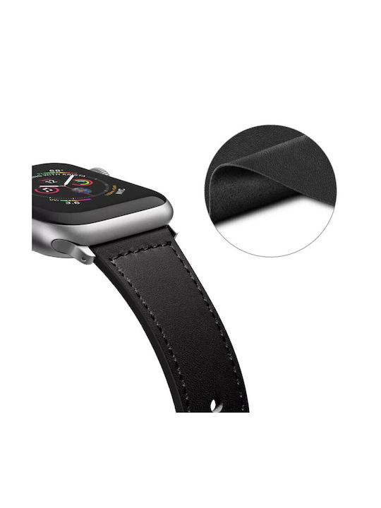 Techsuit Watchband Strap Synthetic Leather with Pin Black (Apple Watch 2 / 3 / 4 / 5 / 6 / 7 / 8 / SE / ULTRA - 42 / 44 / 45 / 49 mm) KF239821