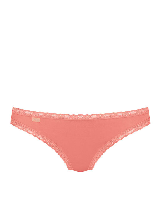 24/7 Weekend Βαμβακερά Femei Brazilia 3Pack cu Dantelă Coral/alb