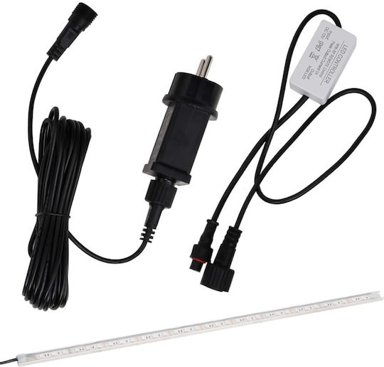vidaXL Pool Waterfall with LED Lighting 8x45x21cm Silver