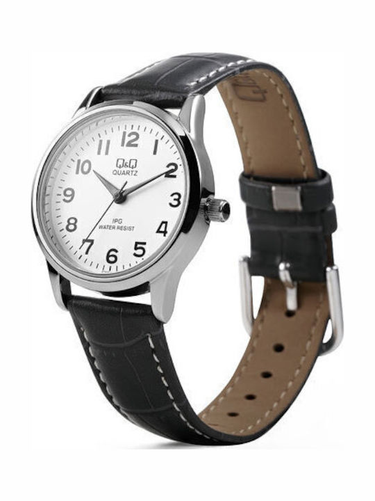 Q&Q Women's Watch with Black Leather Strap