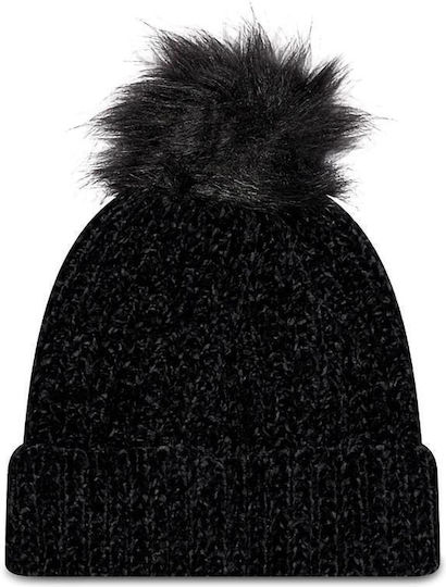 Winterized Bobble Neyyan Pom Pom Beanie Unisex Beanie with Knit in Black color