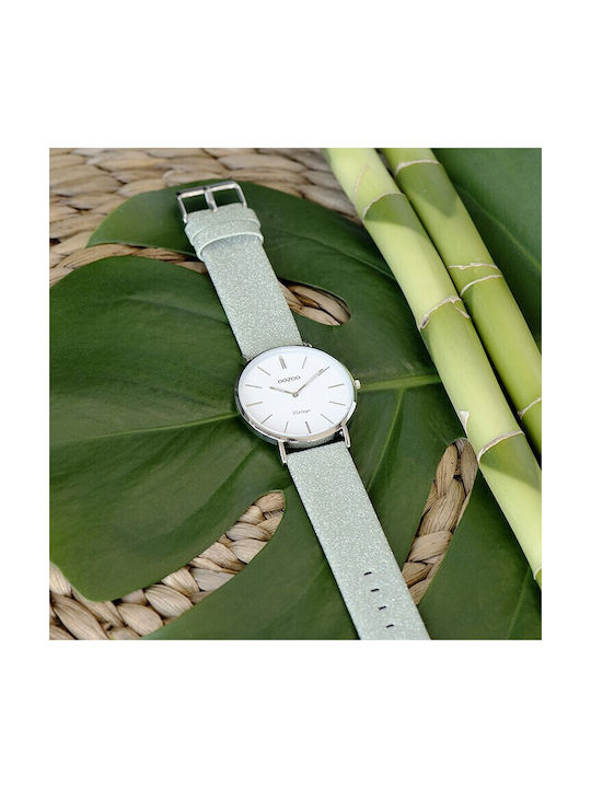 Oozoo Timepieces Vintage Ρολόι με Πράσινο Δερμάτινο Λουράκι