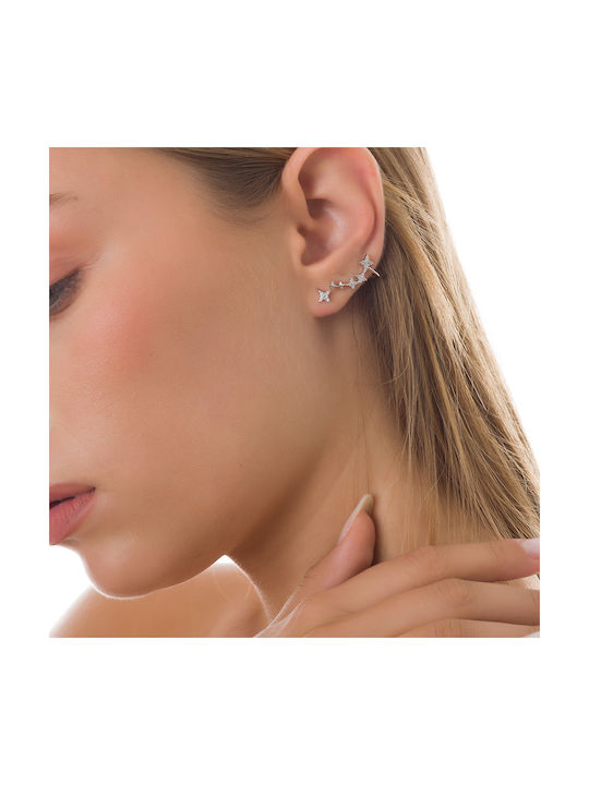 Oxzen Γυναικεία Σκουλαρίκια Ear Climbers από Ασήμι Με Πέτρες