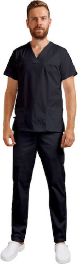 Be Unique Victor Men's Black Medical Blouse Cotton and Polyester