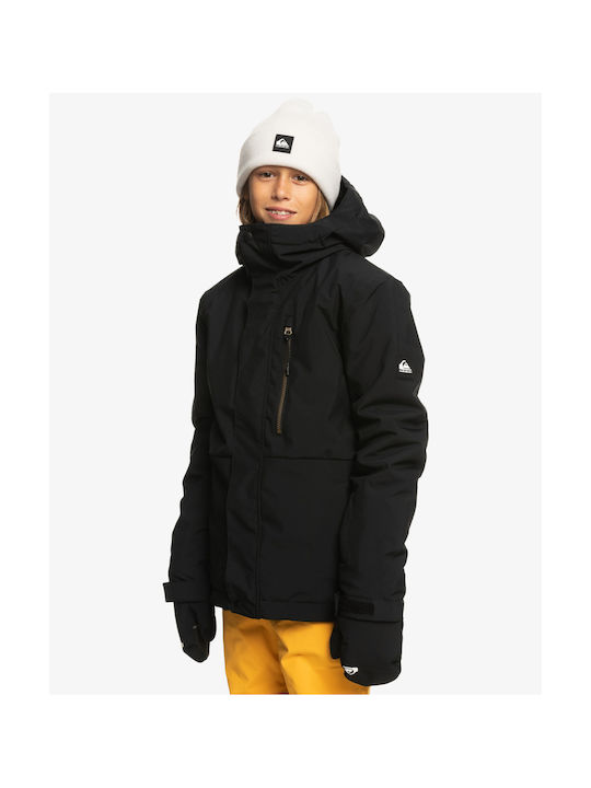 Quiksilver Impermeabil Jachetă pentru copii Scurt cu glugă Negru Mission Solid Insulated Snow