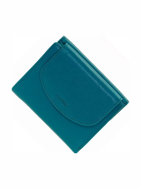 Small Leather Women's Wallet with RFID Petrol