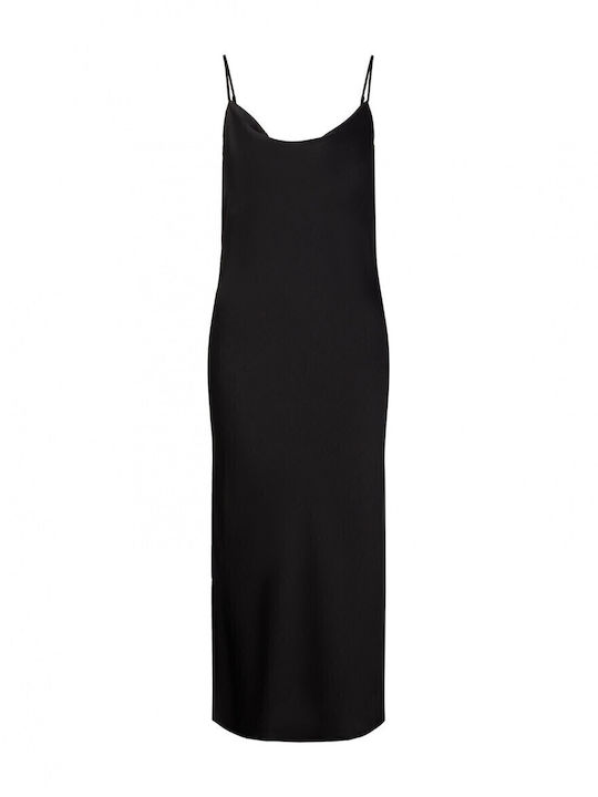 Rochie De Vară Pentru Femei Midi De Seară Jupon Satin Drapat Cu Deschizătură Neagră