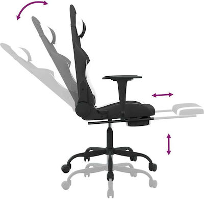 vidaXL 345488 Fabric Gaming Chair with Footrest Black / White