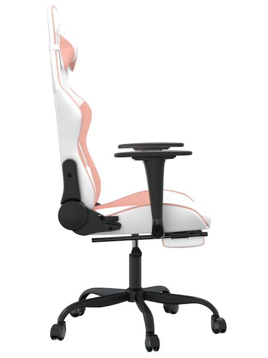 vidaXL 345420 Gaming Chair with Footrest White / Pink
