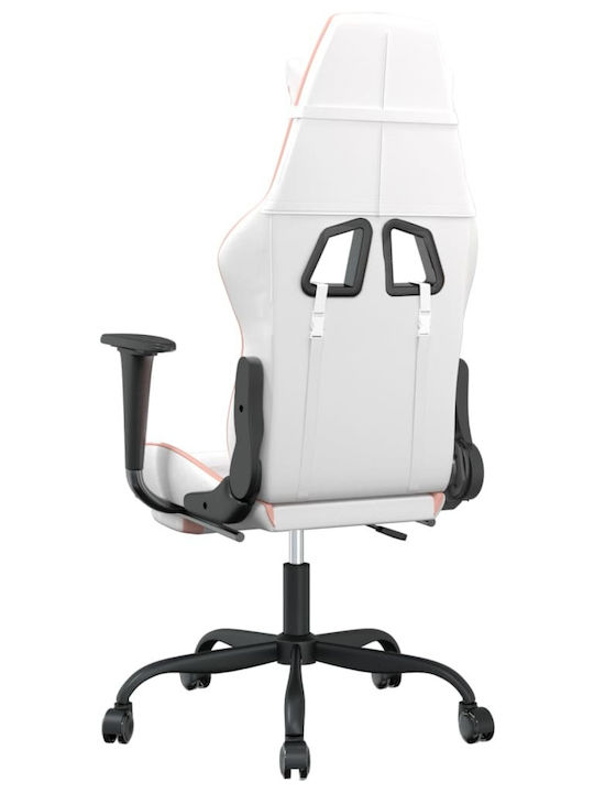 vidaXL 345420 Gaming Chair with Footrest White / Pink