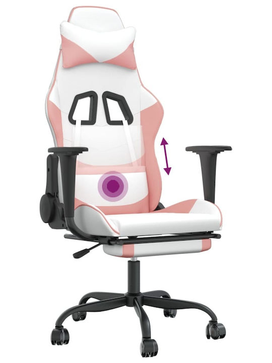 vidaXL 345420 Gaming Chair with Footrest White / Pink