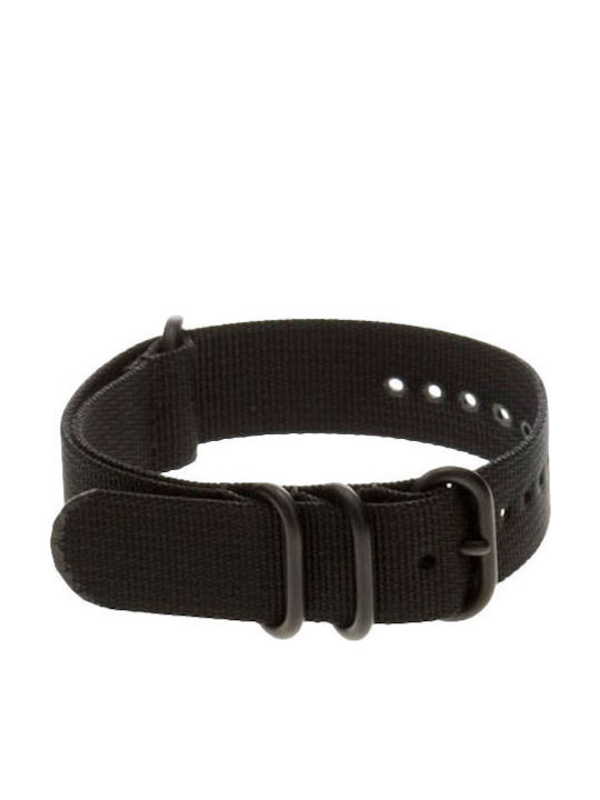 Zulu Riemen aus Stoff Nato Schwarz 20mm