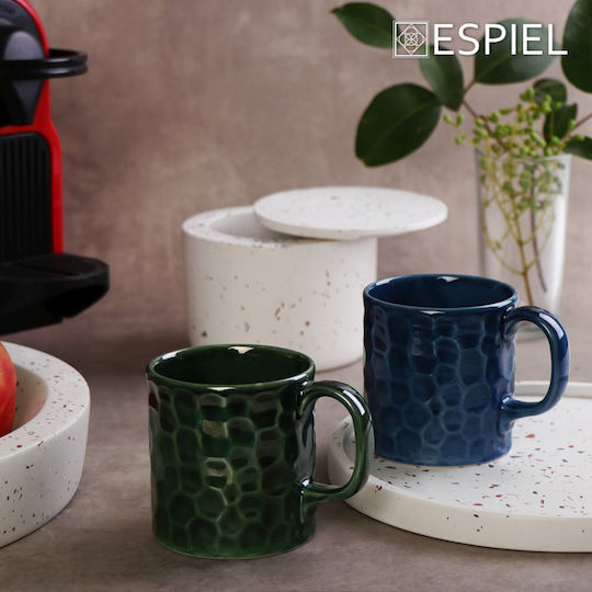 Espiel Dekorative Platte Rund Porzellan Weiß 1Stück 25x25x2cm