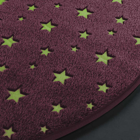 Kids Synthetic Rug Fluorescent Stars Round 90cm