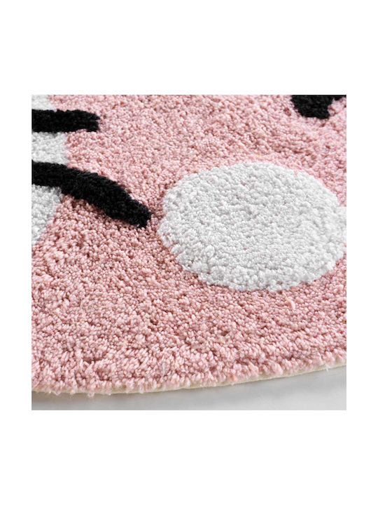 Flamingo Chaton Παιδικό Χαλί Ροζ Στρογγυλό με Διάμετρο 90cm