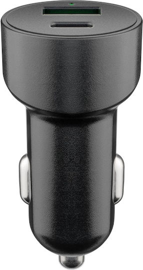 Goobay Φορτιστής Αυτοκινήτου 30W με Θύρες: 1xUSB 1xType-C Μαύρος