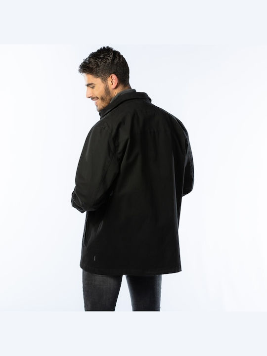 Brokers Jeans Herrenhemd Overshirt Langärmelig Schwarz