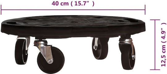 vidaXL Black Plastic Plant Stands Wheeled 40x40cm 2 Pieces