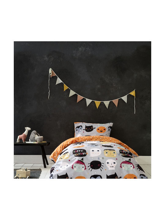 Nima Sheet Set Single Cotton Happy Halloween Gray 170x255cm 3pcs
