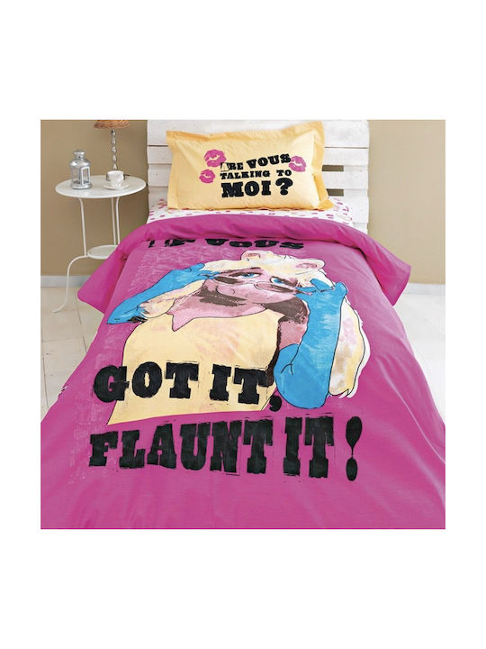 Palamaiki Σετ Σεντόνια Μονά Βαμβακερά The Muppets Φούξια 170x260cm 3τμχ