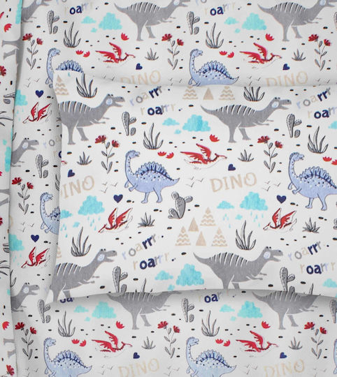 Dimcol Σετ Μονά Dino White-Blue 309 160x240cm