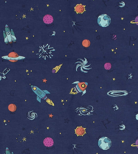 Dimcol Space Бебешки Чаршаф За Количка Памук с ластик Син 70x140бр