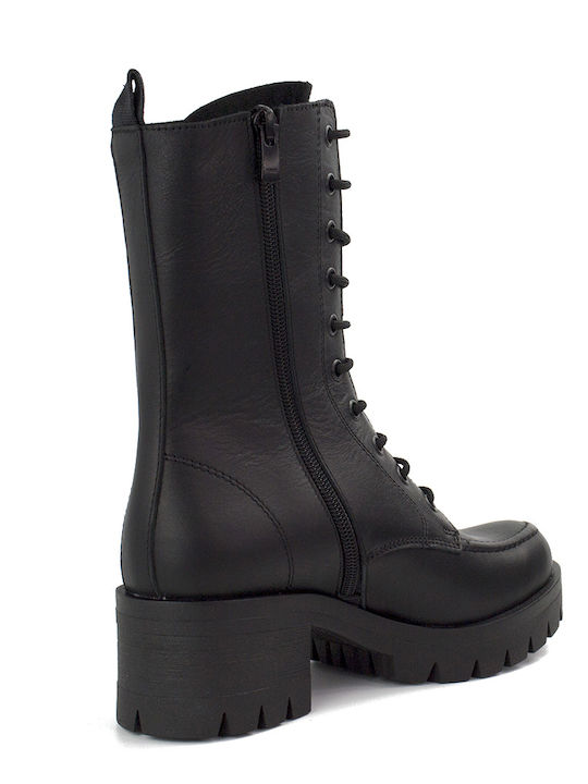 Leder Damen Knöchelstiefel Schwarz