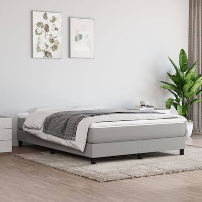 Bed Base Double made of Wood Light Grey 140x190x25cm