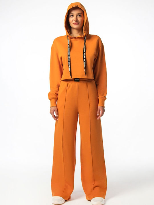 Cropped Women's Sweatshirt Hooded Orange
