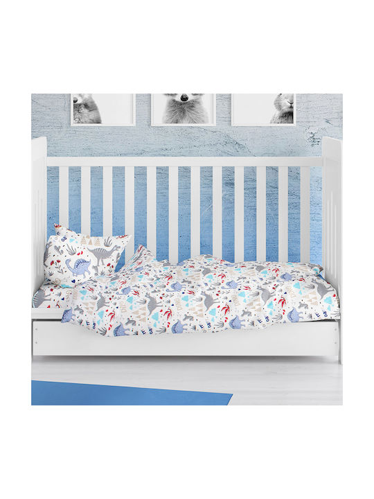 Dimcol Baby Duvet Cover Dino 309 White 120x160cm