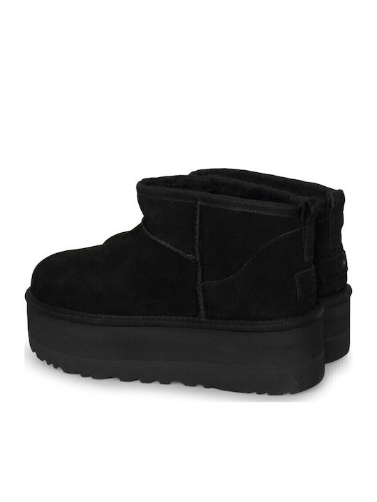 1135092 Suede Women's Ankle Boots with Fur Black