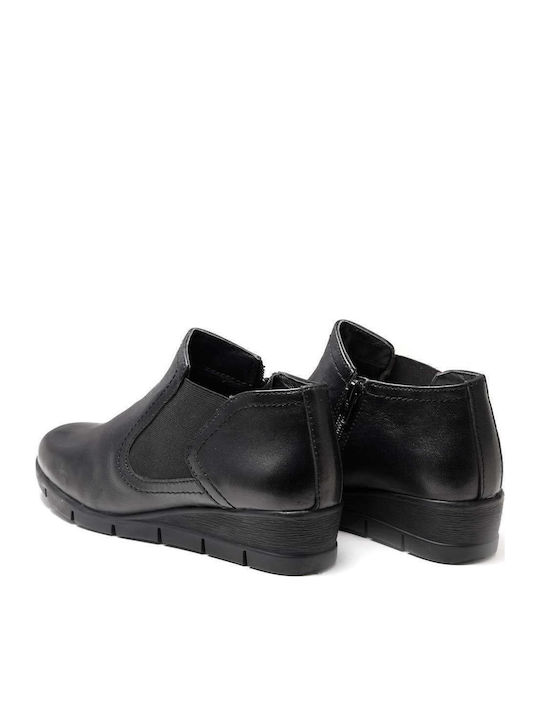 SB1590 Leder Stiefeletten Damen Schwarz