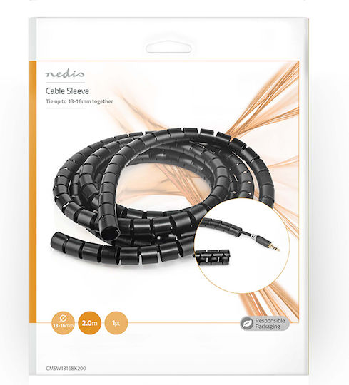 Nedis Σπιράλ Καλωδίων 16mm 2m Μαύρο 1τμχ