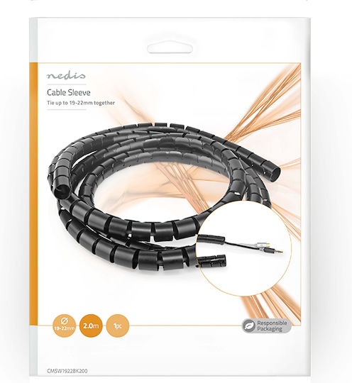 Nedis Σπιράλ Καλωδίων 22mm 2m Μαύρο 1τμχ