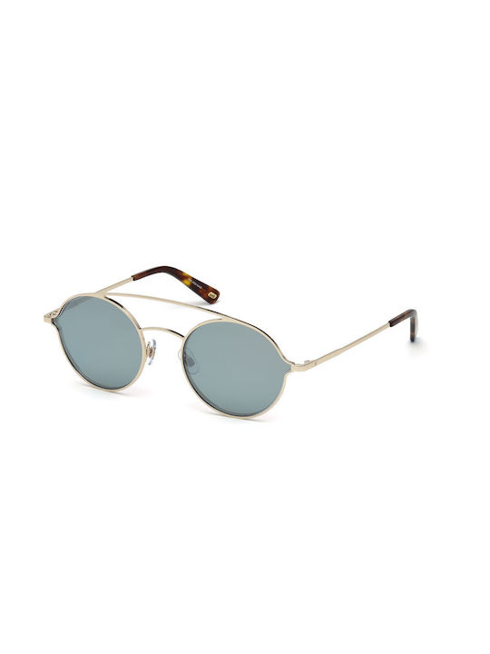 Web Sunglasses with Gold Metal Frame and Light Blue Lens WE0220 32X