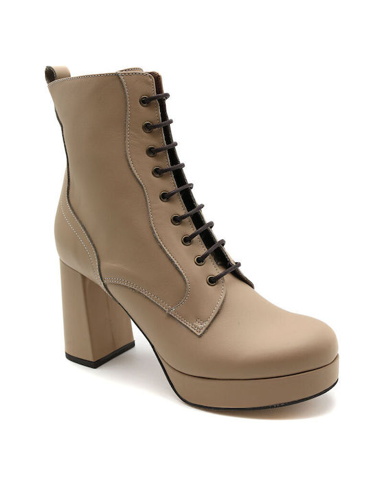 Mourtzi Leder Damen Knöchelstiefel Beige