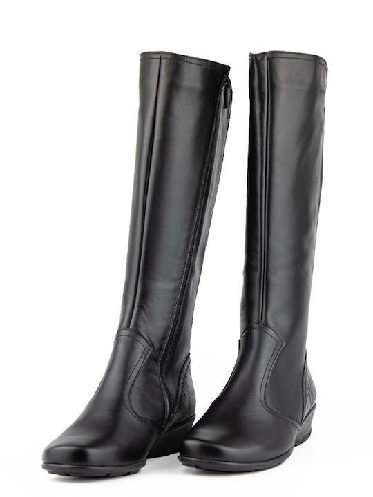 Leder Damenstiefel Schwarz