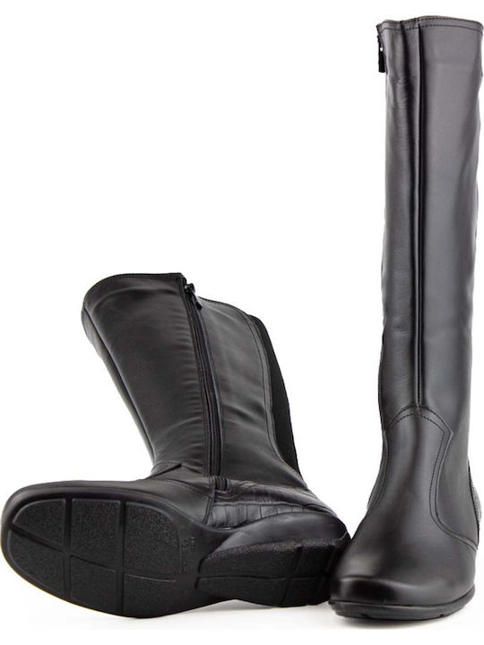 Leder Damenstiefel Schwarz