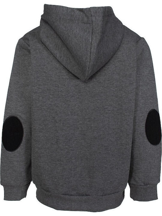 Athletic Kids Sweatshirt Cardigan Cotton with Hood Gray