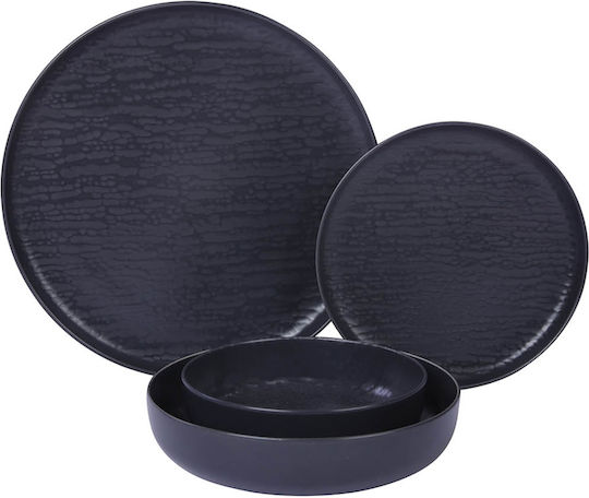 Max Home Capri Farfurie joasă din Porțelan Negru cu Diametru 27cm
