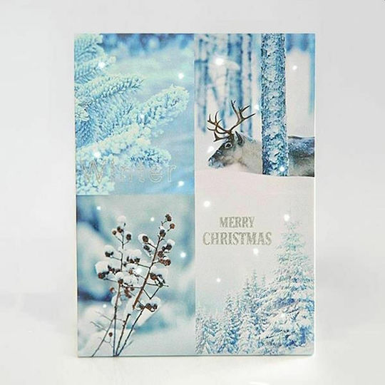 Eurolamp Illuminated Christmas Wooden Figure Frame Light Blue Frame Light Blue Height 40cm