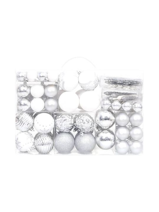 vidaXL Christmas Set Ornaments Silver 108pcs