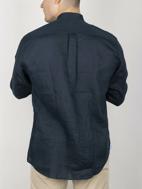 Fynch Hatton Men's Shirt Long Sleeve Linen Navy Blue